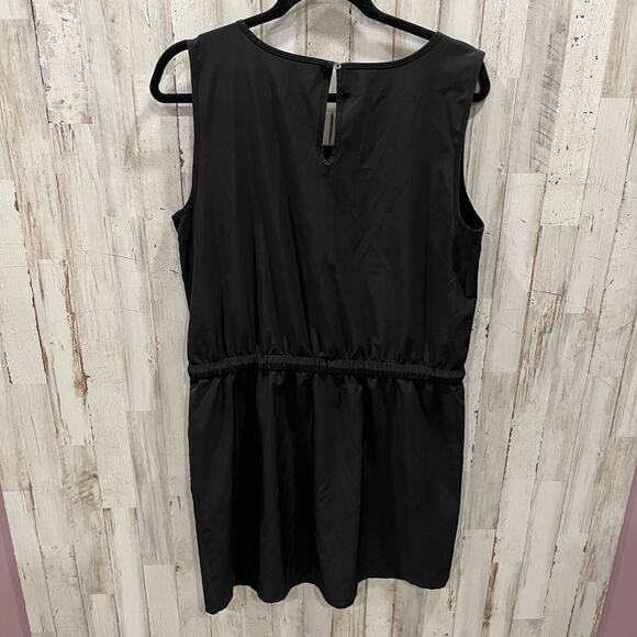 Ideology Black Drop Waist Sleeveless Athleisure Shirt Dress Womens Large Pockets - Picture 4 of 6